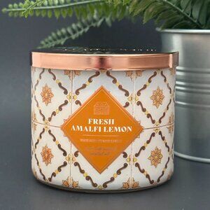 BBW Fresh Amalfi Lemon White Barn Bath & Body Works 3 Wick Candle
